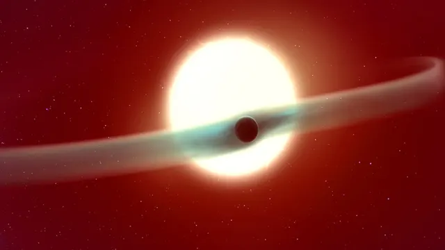 An illustration of the twin tails of WASP-121b